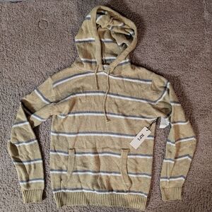 RP1 Tan and Gray Striped Hoodie Sweater